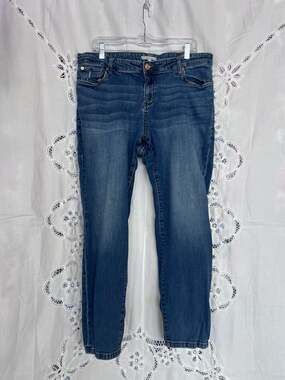 STS Blue Pull On Skinny Plus Size/ Elastic Waist Midrise Stretch Denim Jeans / s
